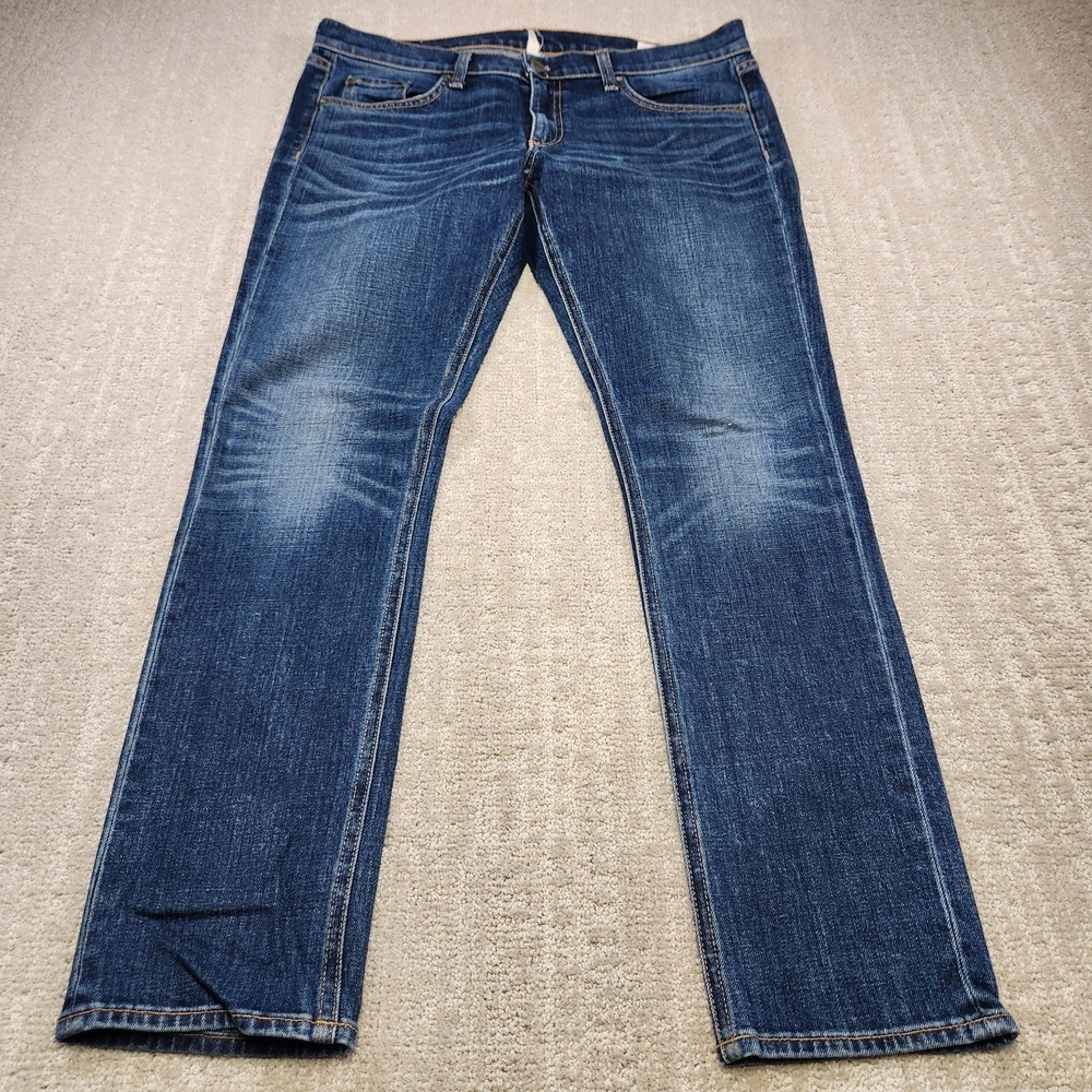 Rag And Bone Jeans Women 30 Tomboy Mid Rise Whiskers Worn Denim Wash